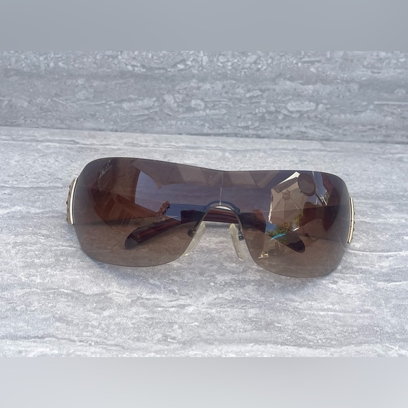 Prada Gold SPR 601 Shield Women Sunglasses - Picture 7 of 8